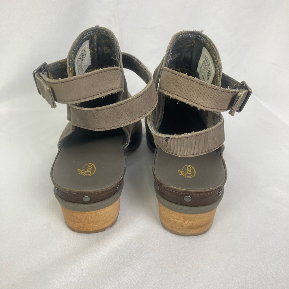 Chaco Cataluna Clog Womens Taupe Leather 8.5 Strap Boot Comfort Boho Western EUC - Picture 3 of 10
